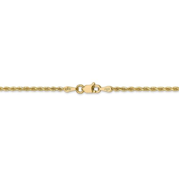 1.75mm, 14k Yellow Gold Solid Diamond Cut Rope Chain Necklace, 16 Inch - Picture 4 of 8